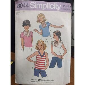 Vintage Simplicity Pattern 8044 Girls' Tops Size 7‎ (1977)